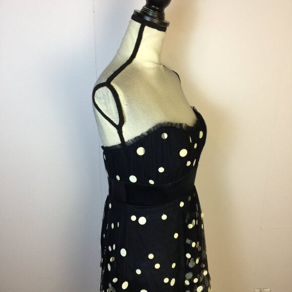 Badgley Mishka Strapless Party Dress Size 10 Womans Black Polka Dot Embellished - Picture 12 of 15